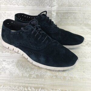 Cole Haan Zerogrand wingtip oxford dark blue suede size 11 flat lace up sneakers